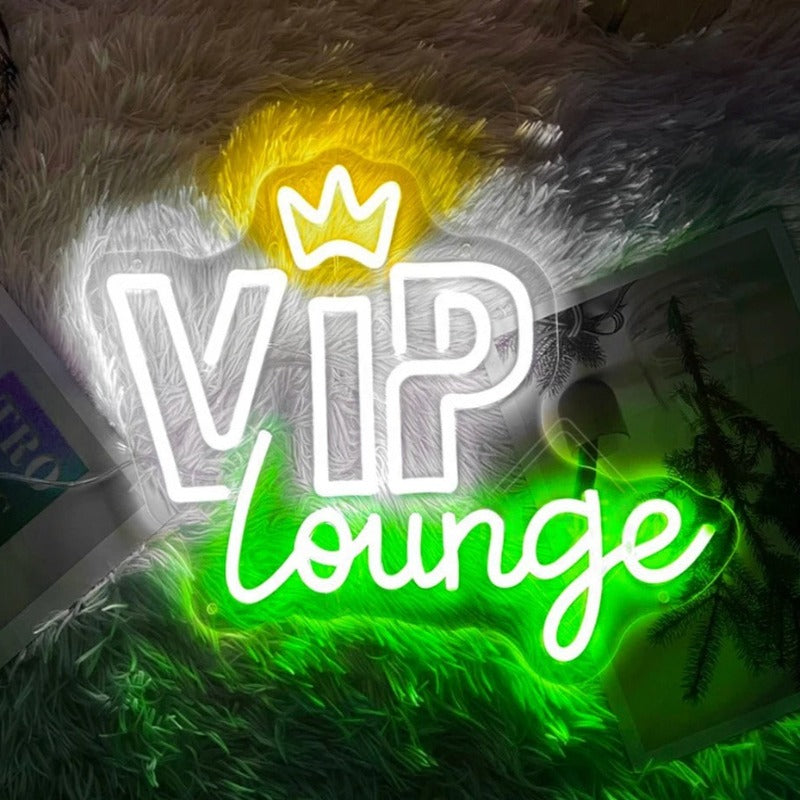 VIP Lounge Neon Led Sign  Personalized Mirror Green 40x32 CM 