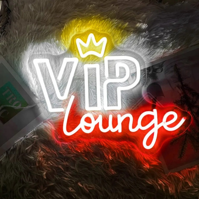 VIP Lounge Neon Led Sign  Personalized Mirror Red 40x32 CM 