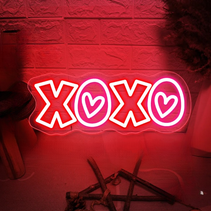 Embrace In Neon Light Display  Personalized Mirror Red Xoxo 