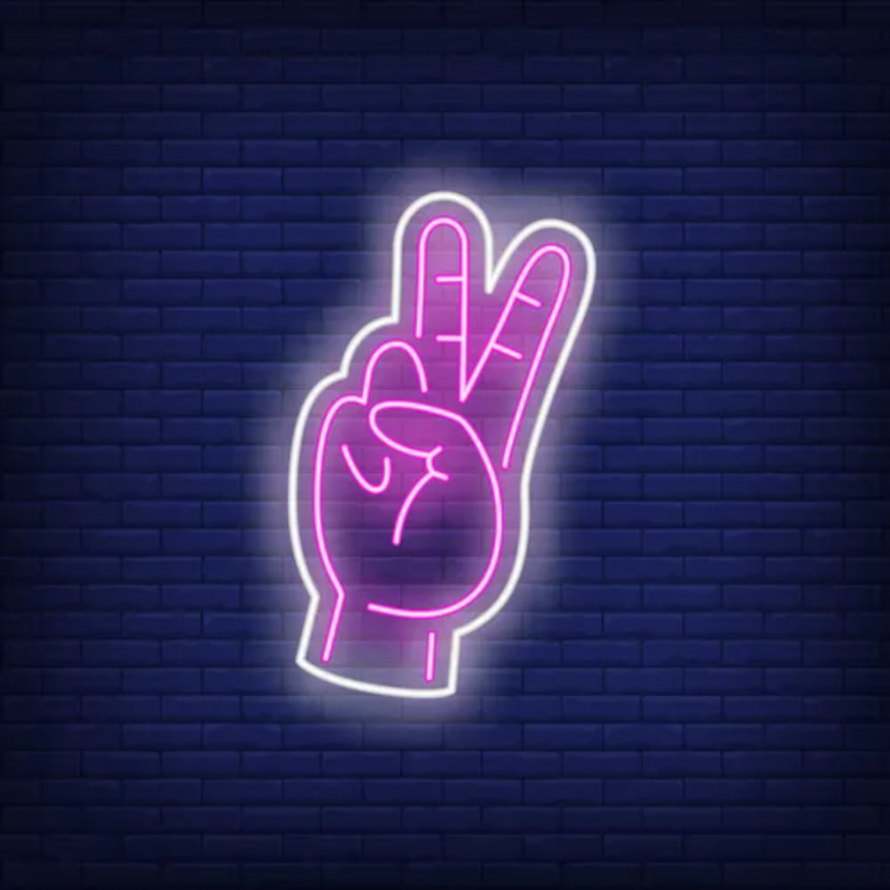 Victory Gesture Neon Sign  Personalized Mirror S  