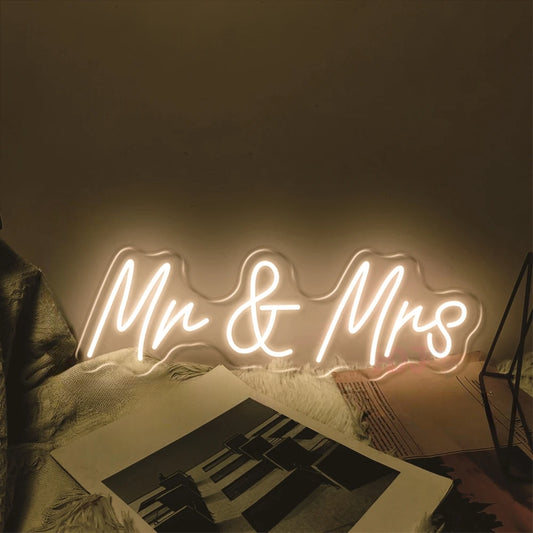 Wall Hanging Decor Neon Lights  Personalized Mirror Mr Mrs  