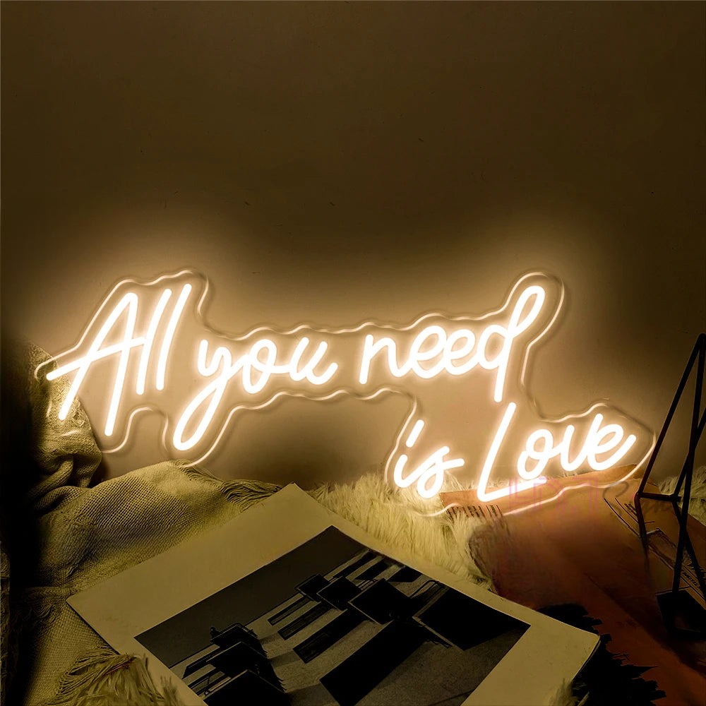 Wall Hanging Decor Neon Lights  Personalized Mirror All You Need Is Love  