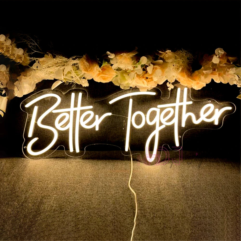 Wall Hanging Decor Neon Lights  Personalized Mirror Better Together  