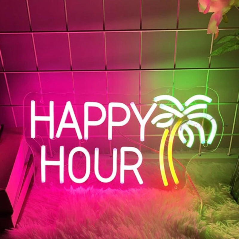 Wall Hanging Party Neon LED Sign  Personalized Mirror Happy Hours  