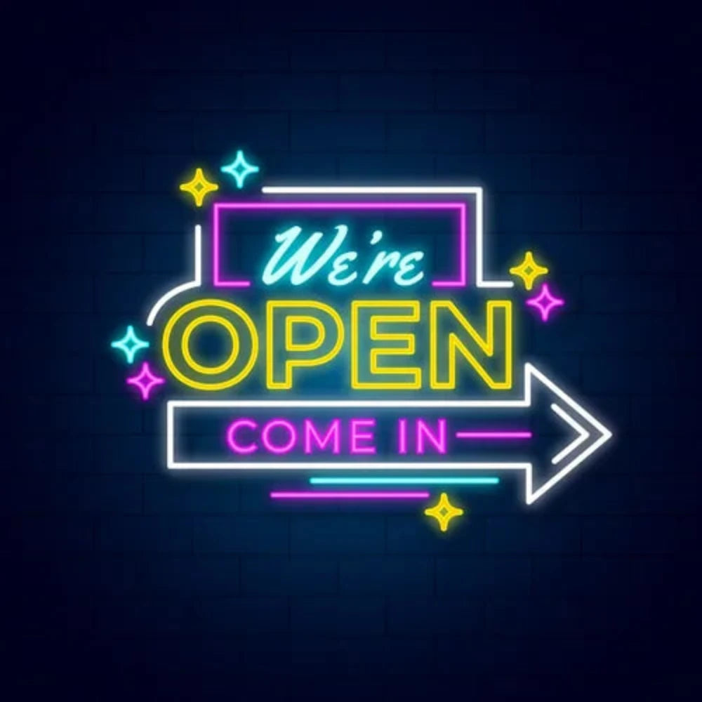 We Are Open Come In Neon Sign  Personalized Mirror S  