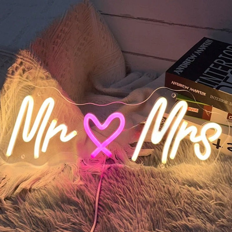 Wedding Decor Neon Led Sign  Personalized Mirror Mr And Mrs  