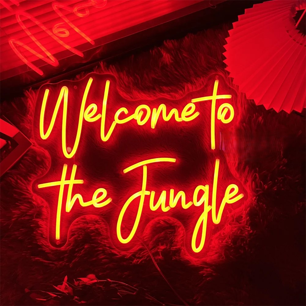 Welcome To The Jungle Neon Led Sign  Personalized Mirror Orange  