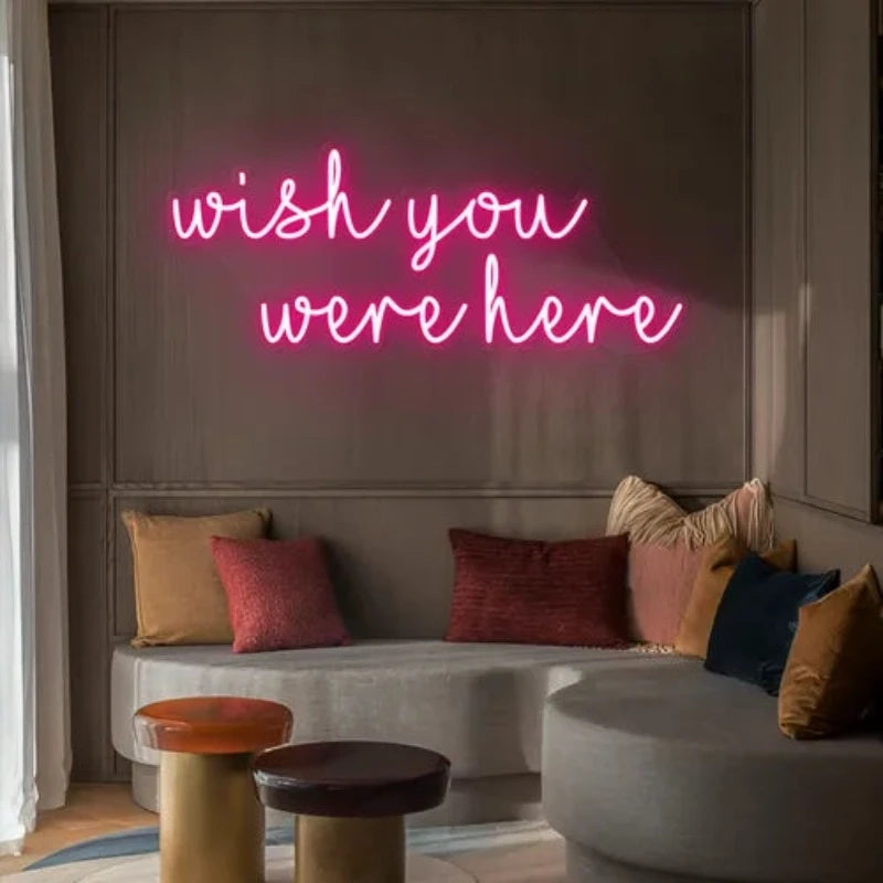 Wish You Were Here LED Neon Sign  Personalized Mirror S  