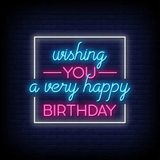 Wishing You A Very Happy Birthday Neon Sign  Personalized Mirror S  