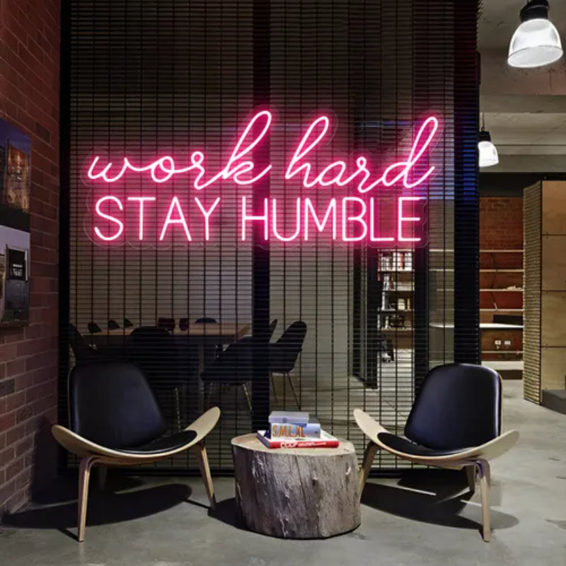 Work Hard Stay Humble Neon Sign  Personalized Mirror S  