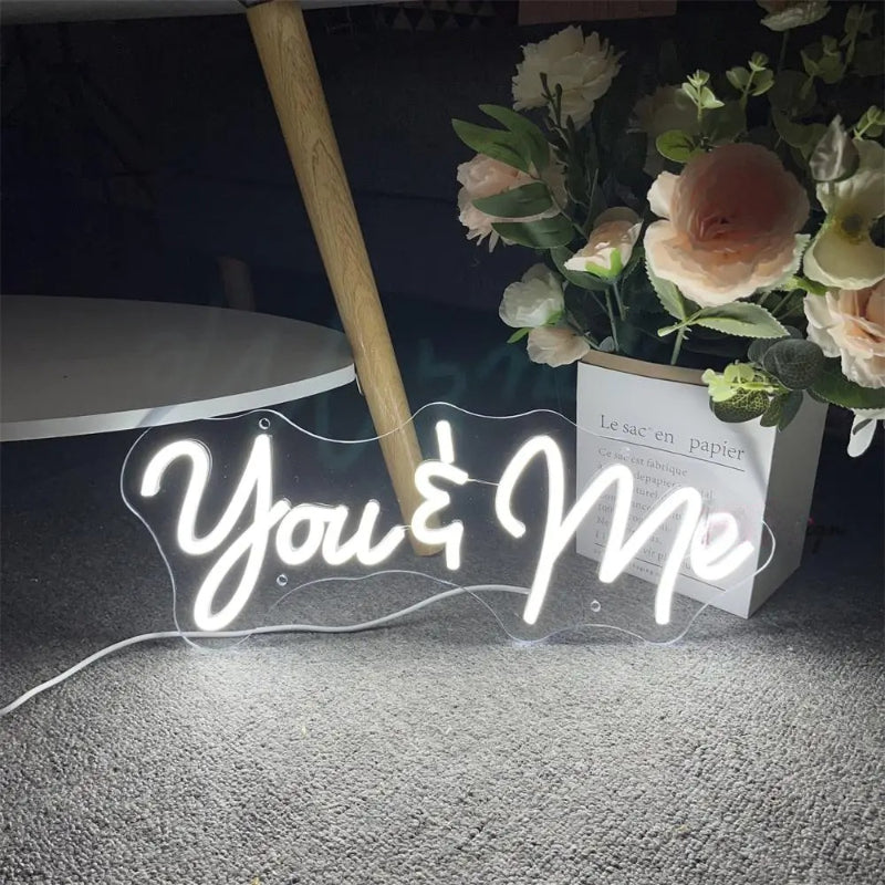 You And Me Neon Led Sign  Personalized Mirror   