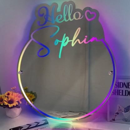 Vanity Personalized Custom LED Light Mirror  Name Mirror   