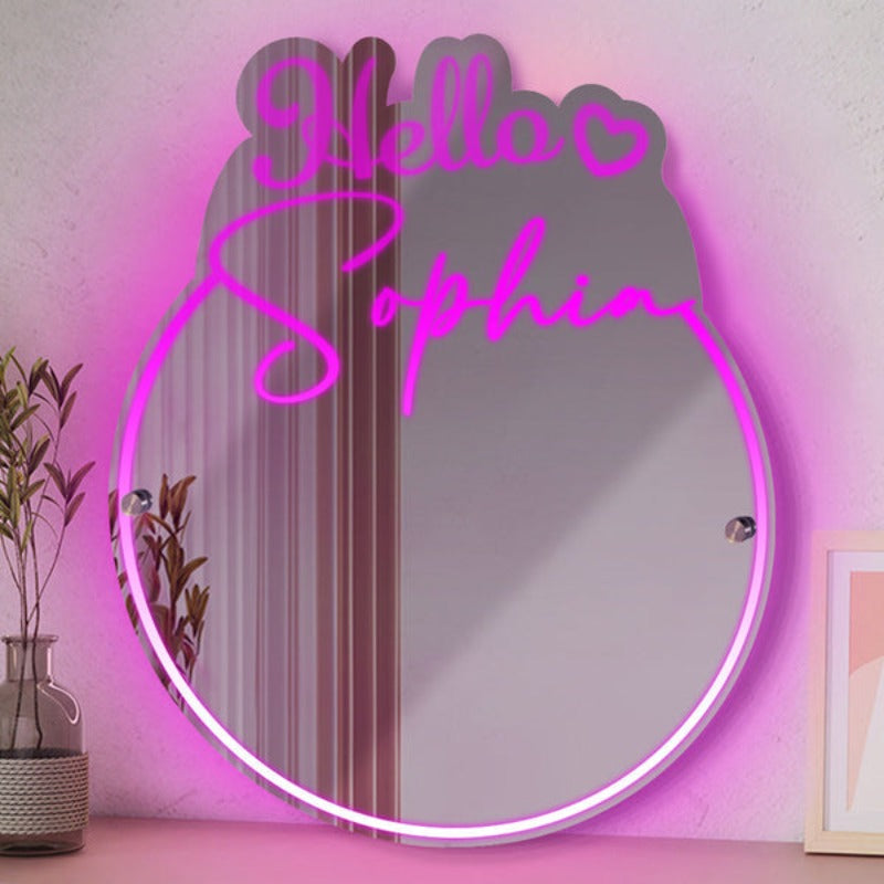 Vanity Personalized Custom LED Light Mirror  Name Mirror   