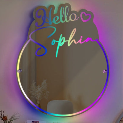 Vanity Personalized Custom LED Light Mirror  Name Mirror   