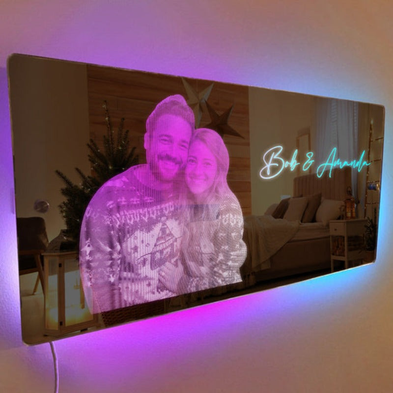 Personalized Rectangle Custom LED Light Mirror  Name Mirror   