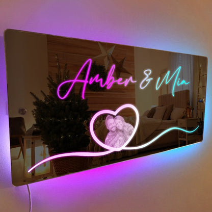 Personalized Photo Name LED Light Mirror  Name Mirror Without Remote 300mmx150mm 