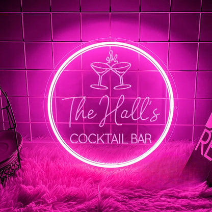 Cocktail Bar Neon Sign  Personalized Mirror 30x30  