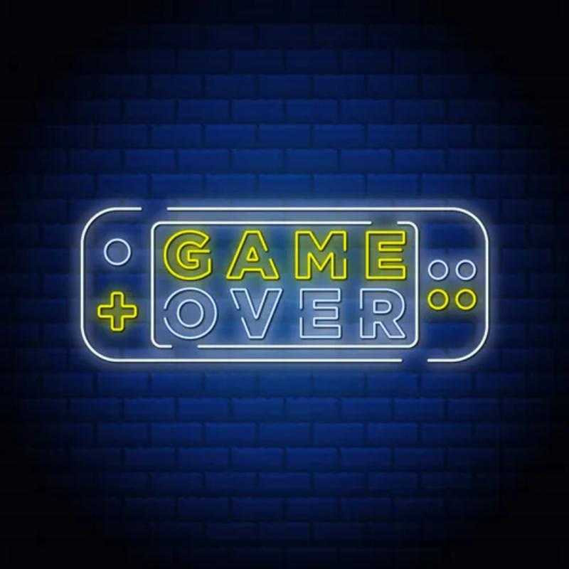 Neon Game Over Sign For Gamers  Personalized Mirror S  