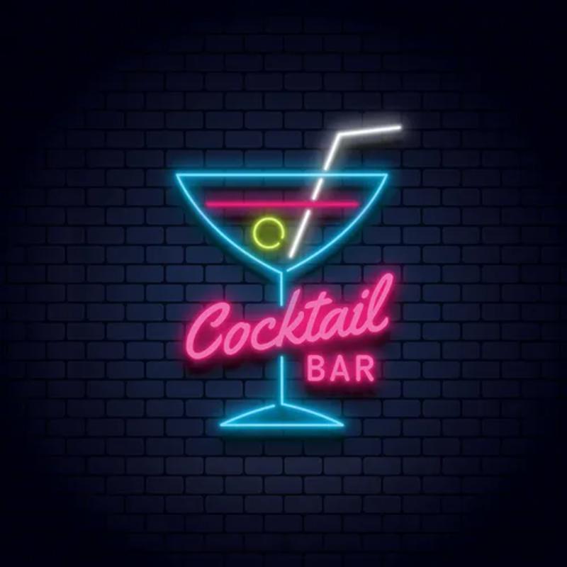 Cocktail Glass Neon Sign  Personalized Mirror S  