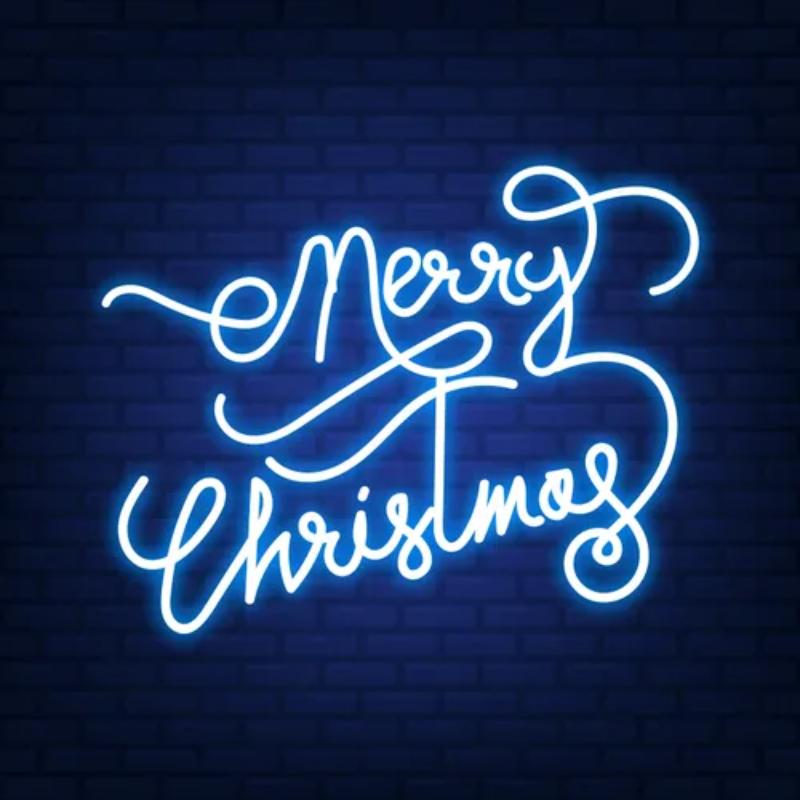 Neon Sign Depicting Merry Christmas  Personalized Mirror S  