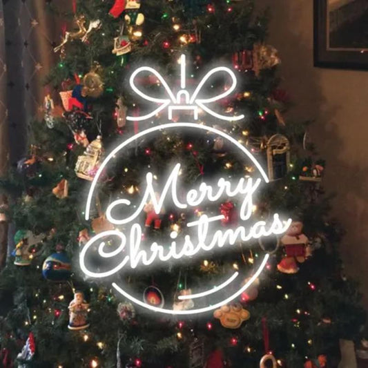 Merry Christmas On Tree Neon Sign  Personalized Mirror S  