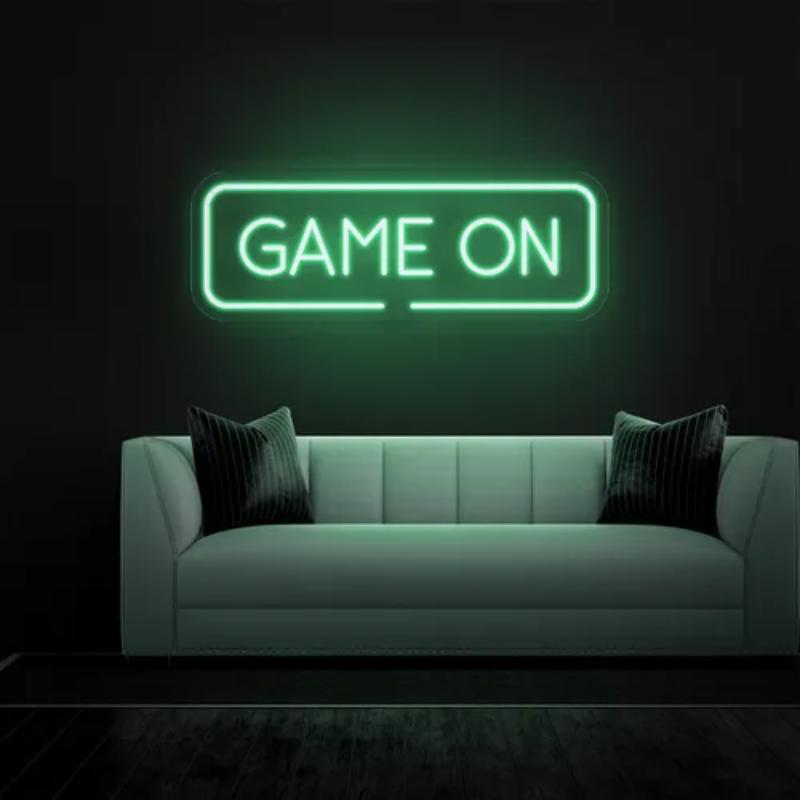 Neon Sign Depicting Game On  Personalized Mirror S  