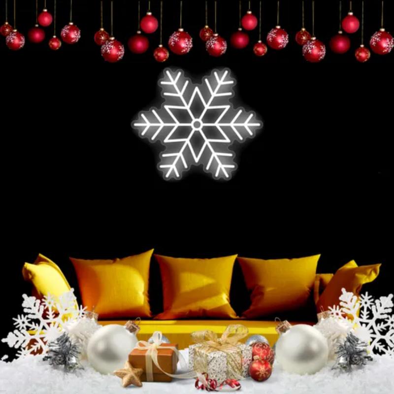 Snowflakes Neon Sign  Personalized Mirror S  