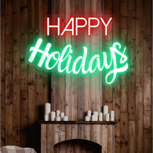 Happy Holidays Neon Sign  Personalized Mirror S  