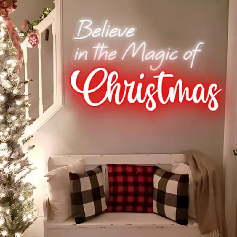 Believe In The Magic Of Christmas Neon Sign  Personalized Mirror S  