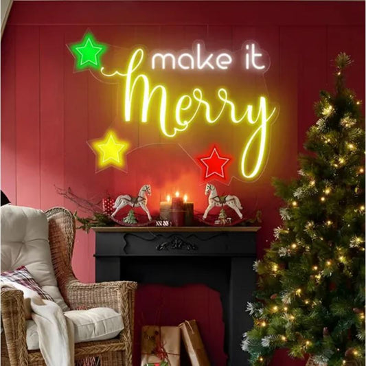 Make It Merry Neon Sign  Personalized Mirror S  