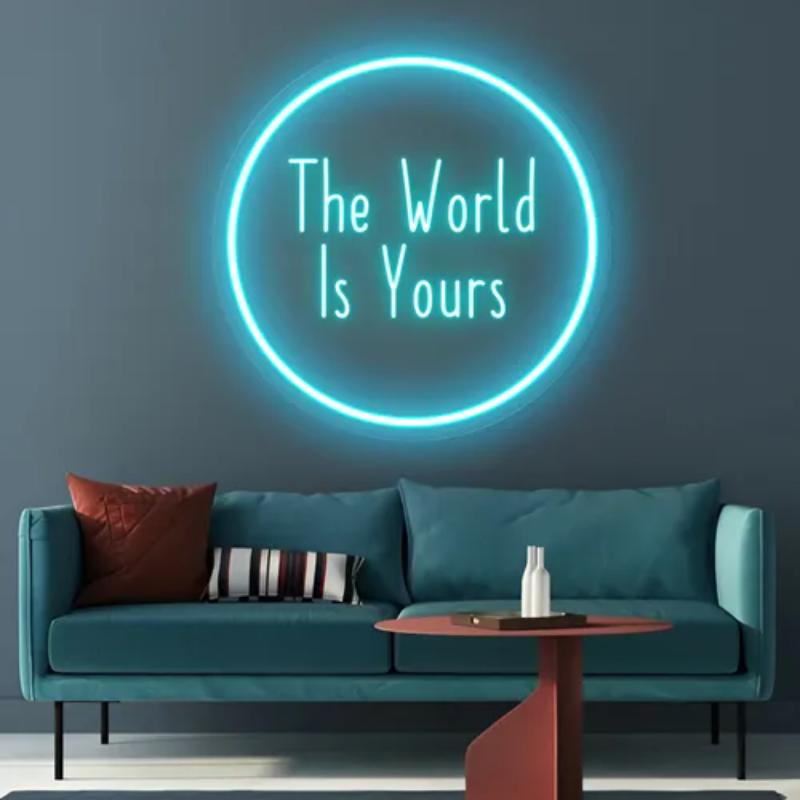 The World Is Yours LED Neon Sign  Personalized Mirror S  