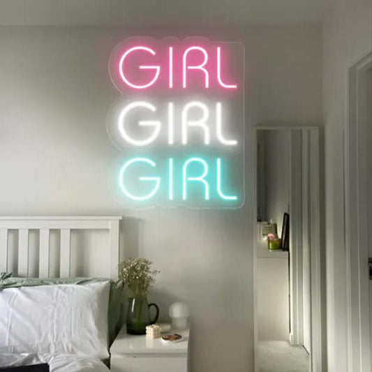 Girl Typography Neon Sign  Personalized Mirror S  